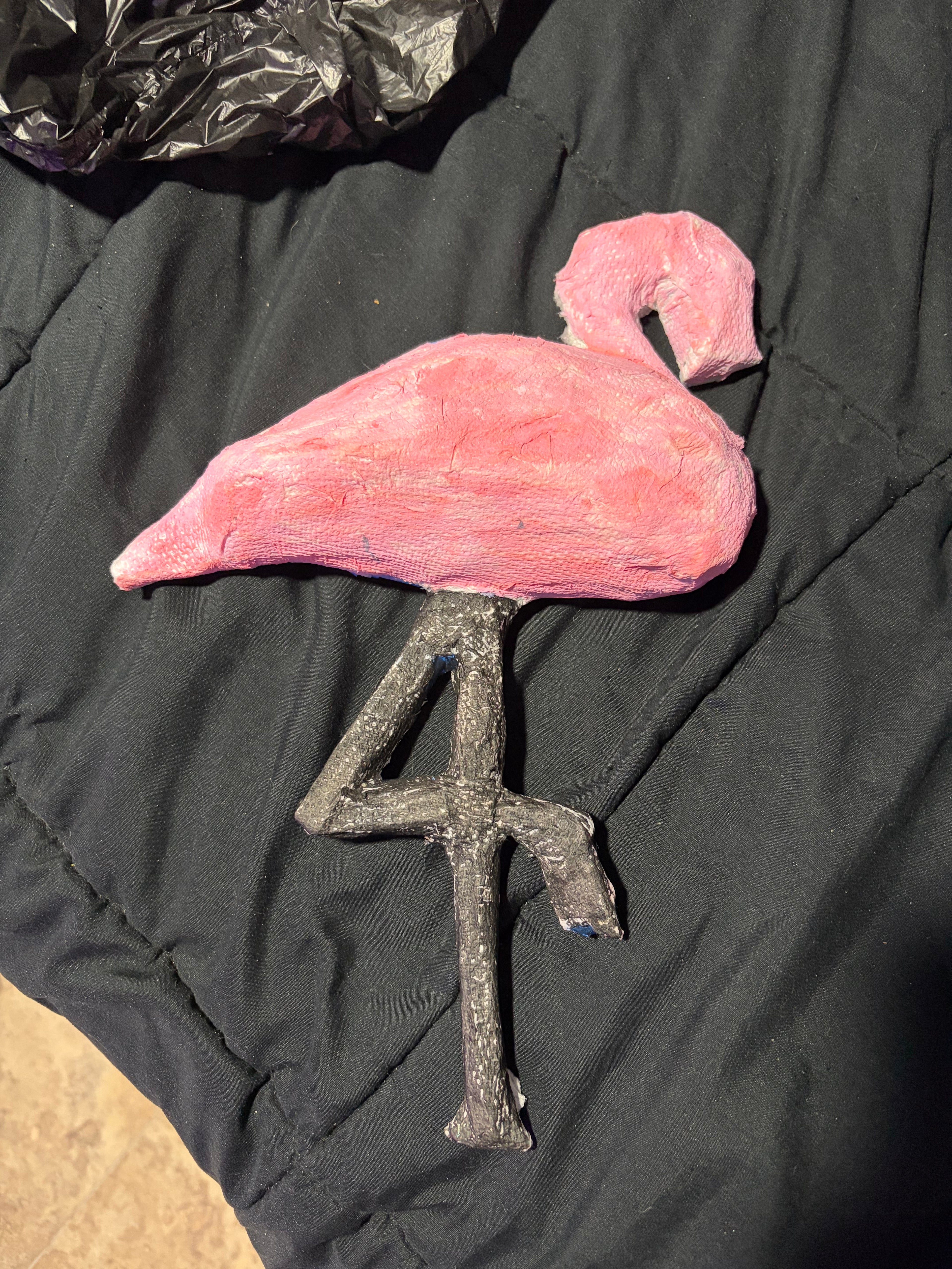 Paper mache flamingo