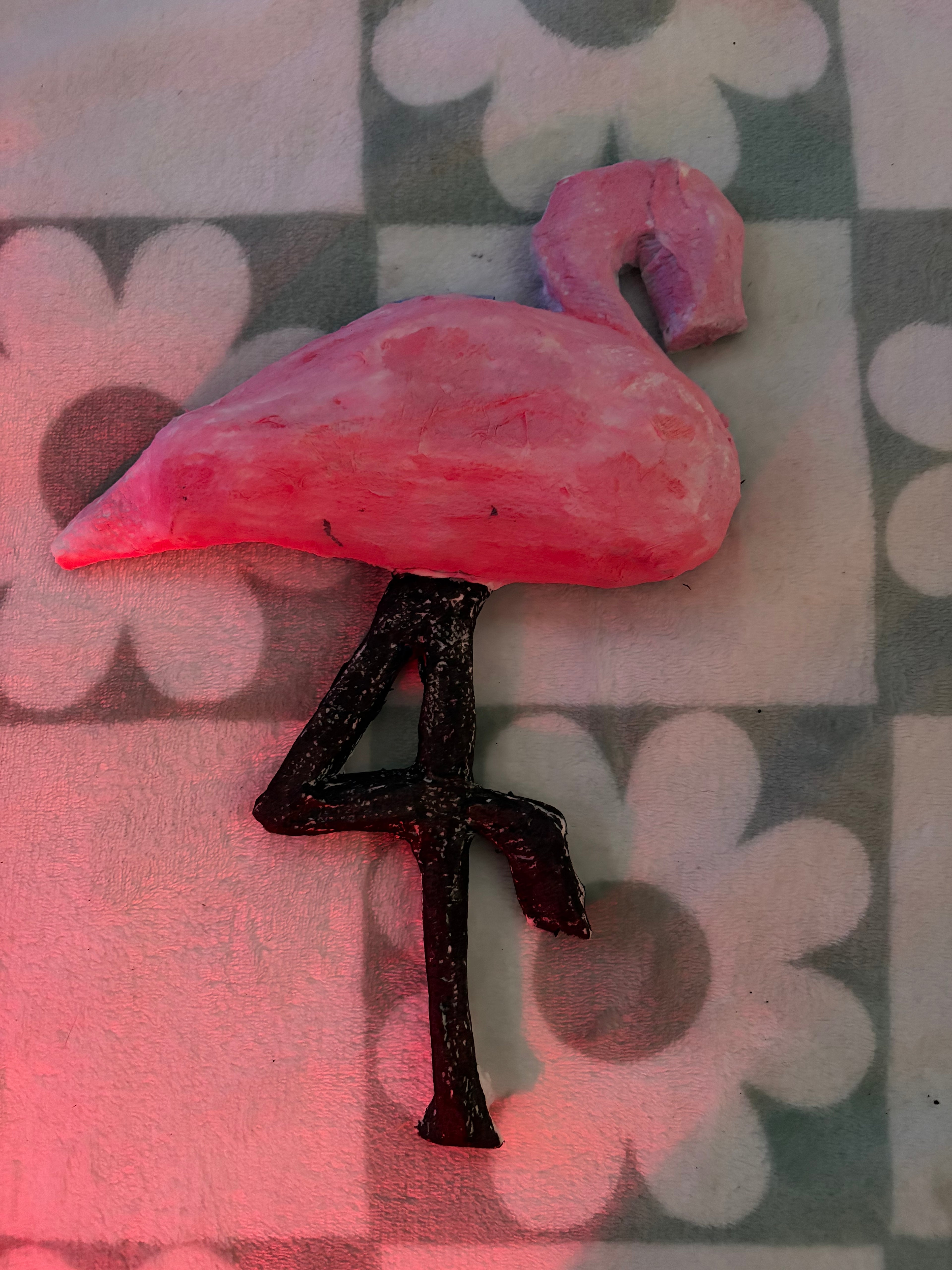 Paper mache flamingo